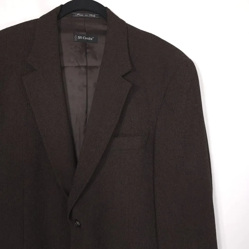 ST. CROIX‎ Mens Sport Coat Blazer Brown Wool Blend 42R Italy Made #272